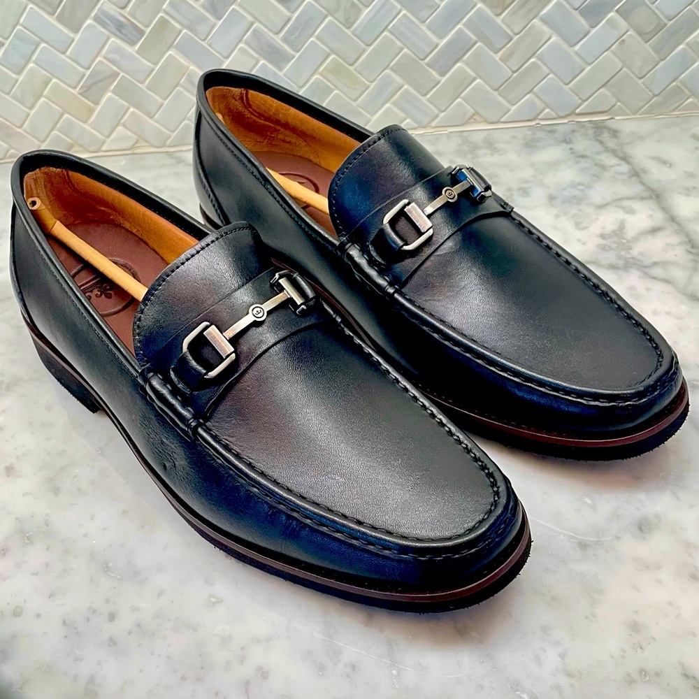 Peter Millar black leather bit loafers size 9.5